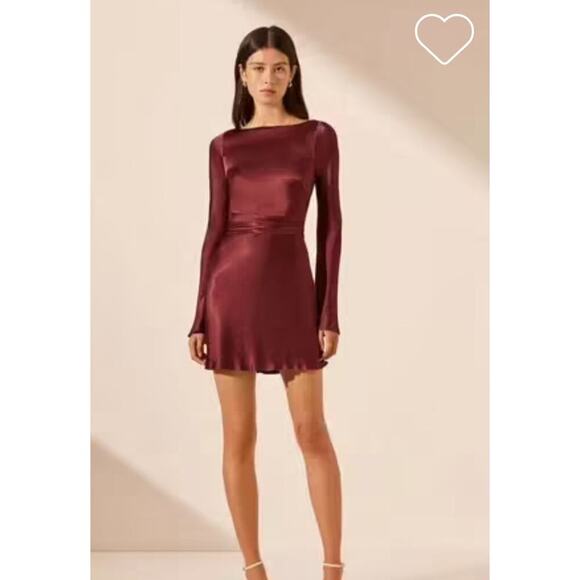 Shona Joy Elia Open Back Tie Mini Dress Burgundy US Size 10 NWT - Picture 2 of 12